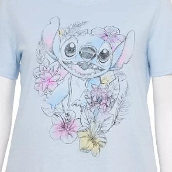 NWT Disney Floral Stitch Tee Shirt Lilo and Stich 2X PLUS - Picture 3 of 3